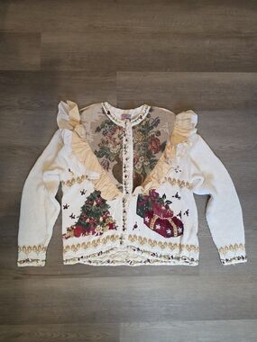 Remake Vintage Embellished Christmas Cardigan Sweater